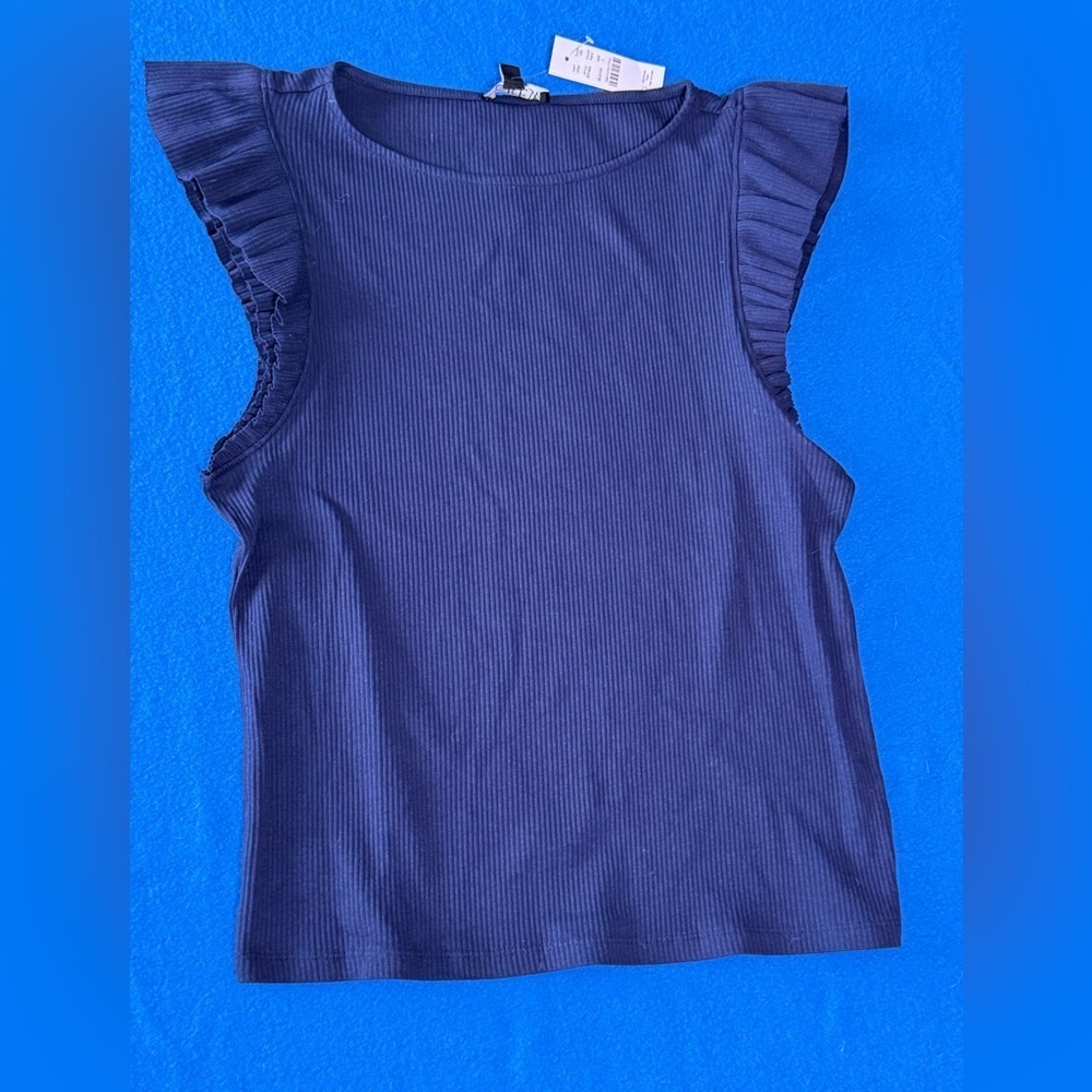 J.‎ Crew NWT Flutter Sleeve Ribbed Stretch Babydoll Top Womens Sz L